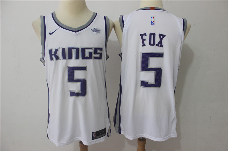 Men Sacramento Kings #5 Fox White Game Nike NBA Jerseys